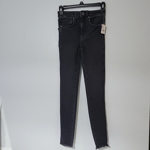 WE THE FREE Raw Hem High Rise Jeggings Black Skinny Jeans Free People Sz 24 New - Picture 15 of 16